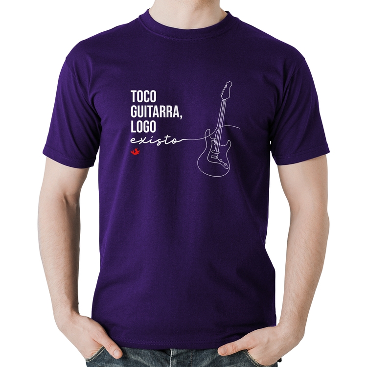 Camiseta Algodão Toco guitarra, logo existo - Roxa