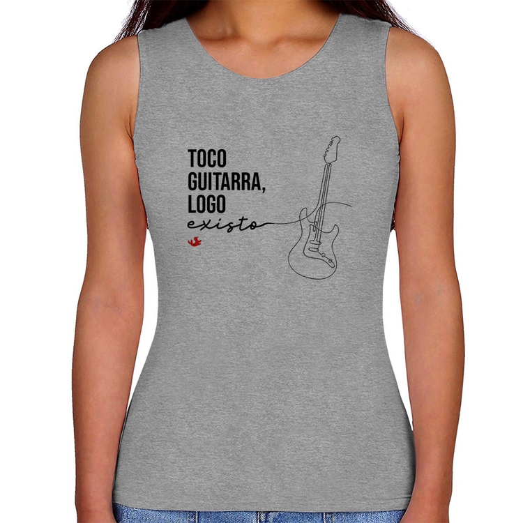 Regata Feminina Toco guitarra, logo existo - Cinza