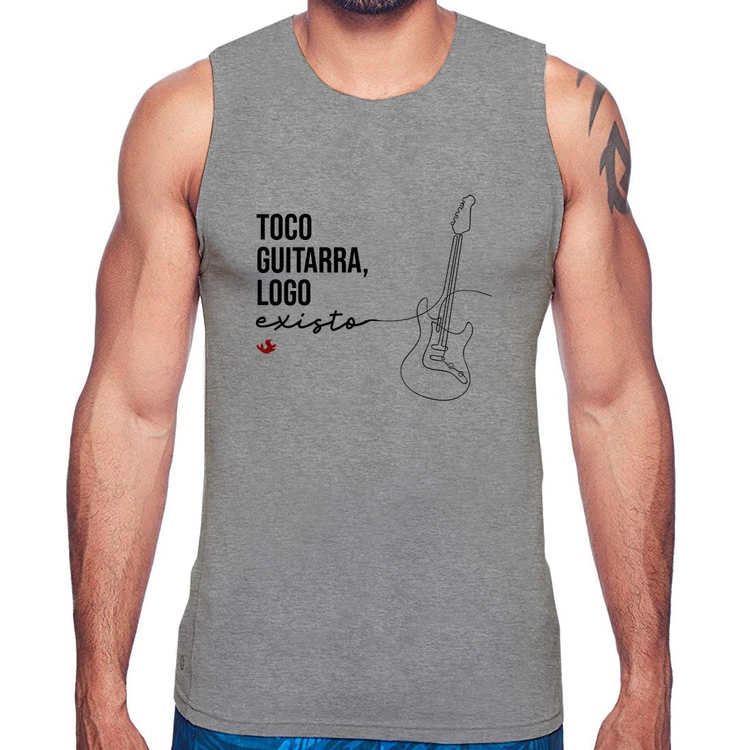 Regata Toco guitarra, logo existo - Cinza