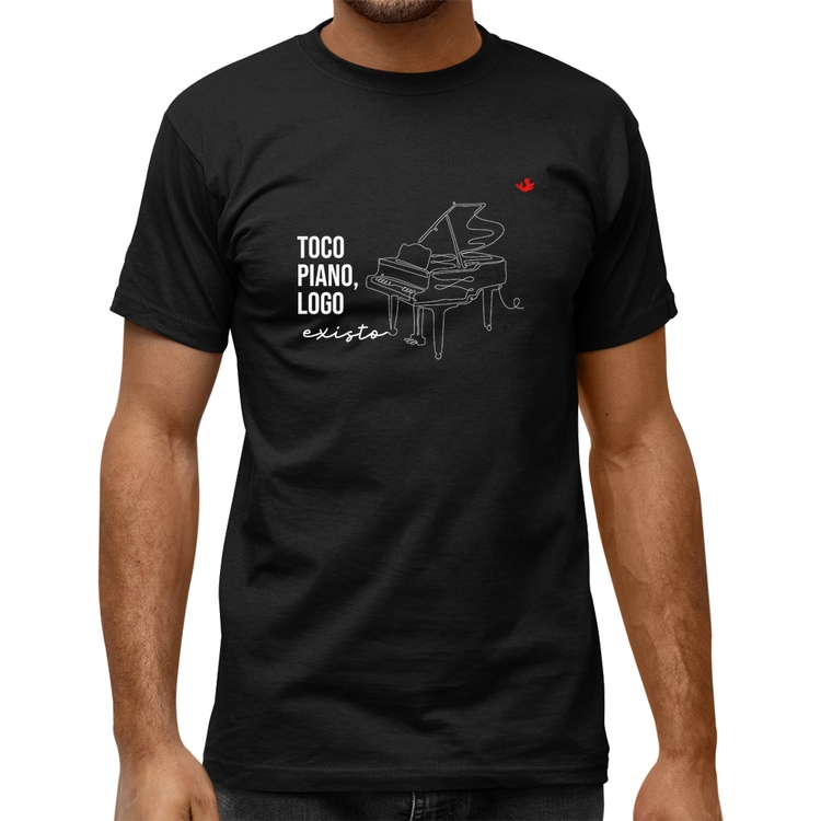 Camiseta Quality Toco piano, logo existo
