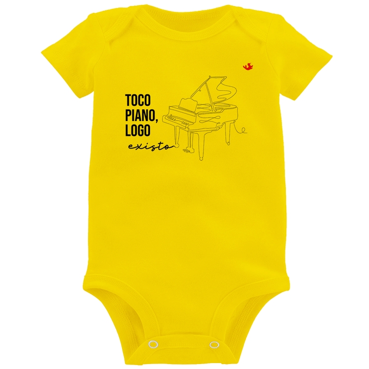 Body Bebê Toco piano, logo existo - Amarelo