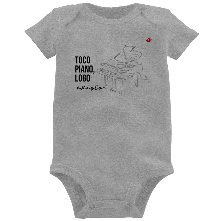 Body Bebê Toco piano, logo existo - Cinza