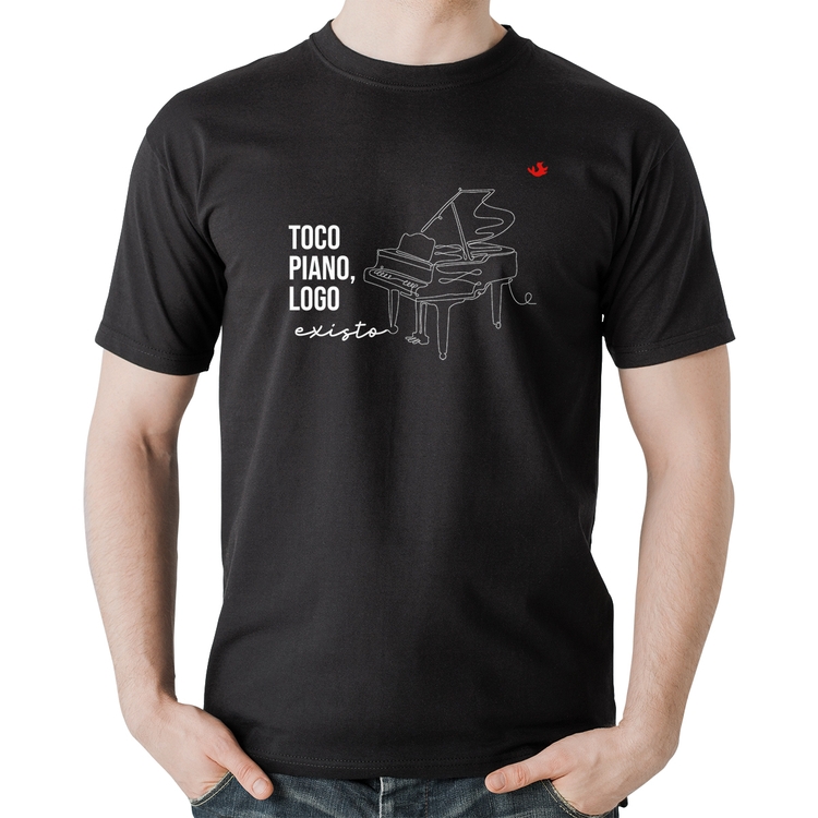 Camiseta Algodão Toco piano, logo existo