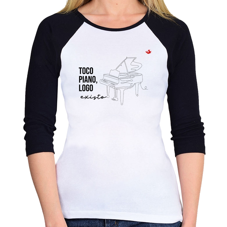 Baby Look Raglan Toco piano, logo existo Manga 3/4