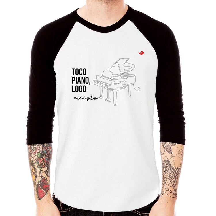 Camiseta Raglan Toco piano, logo existo Manga 3/4