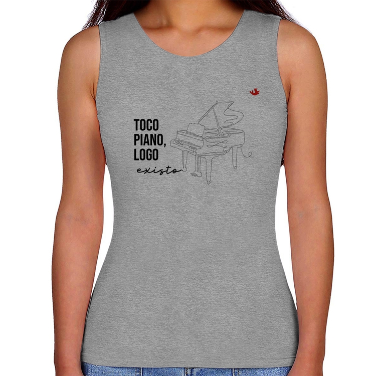 Regata Feminina Toco piano, logo existo - Cinza