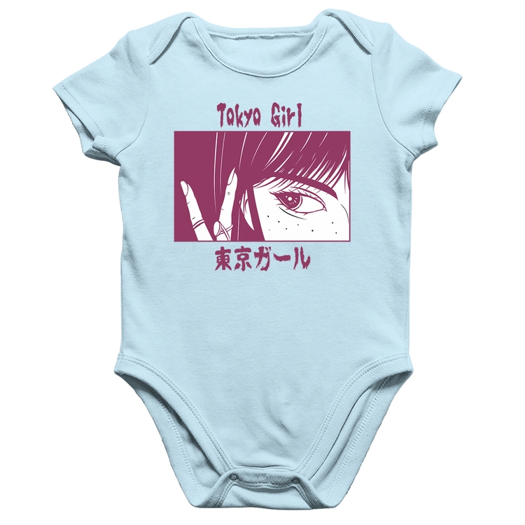 Body Bebê Algodão Tokio Girl - Azul Bebê