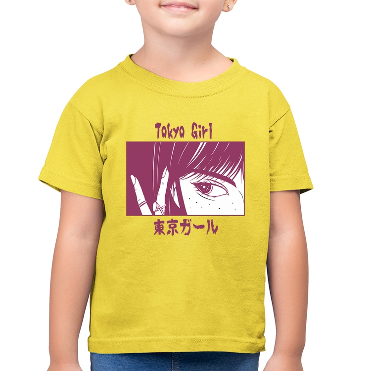 Camiseta Algodão Infantil Tokio Girl - Amarelo Canário