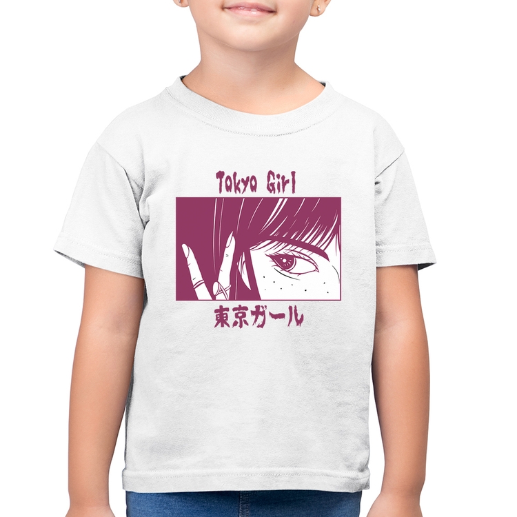 Camiseta Algodão Infantil Tokio Girl - Branca