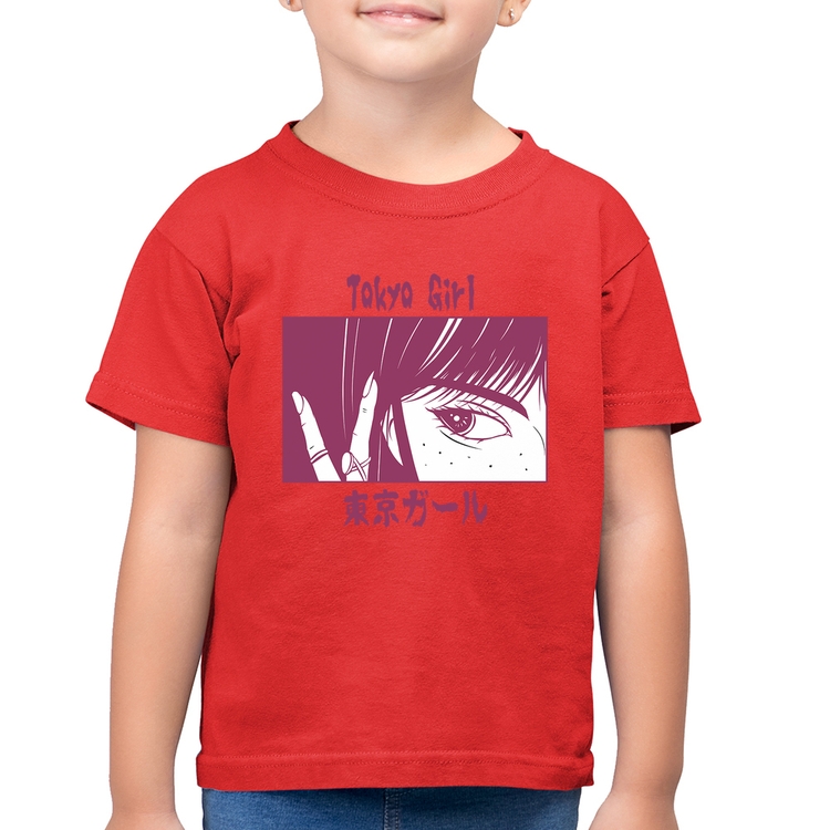 Camiseta Algodão Infantil Tokio Girl - Vermelha