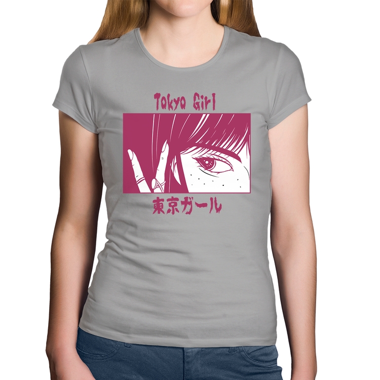 Baby Look Algodão Tokio Girl - Cinza