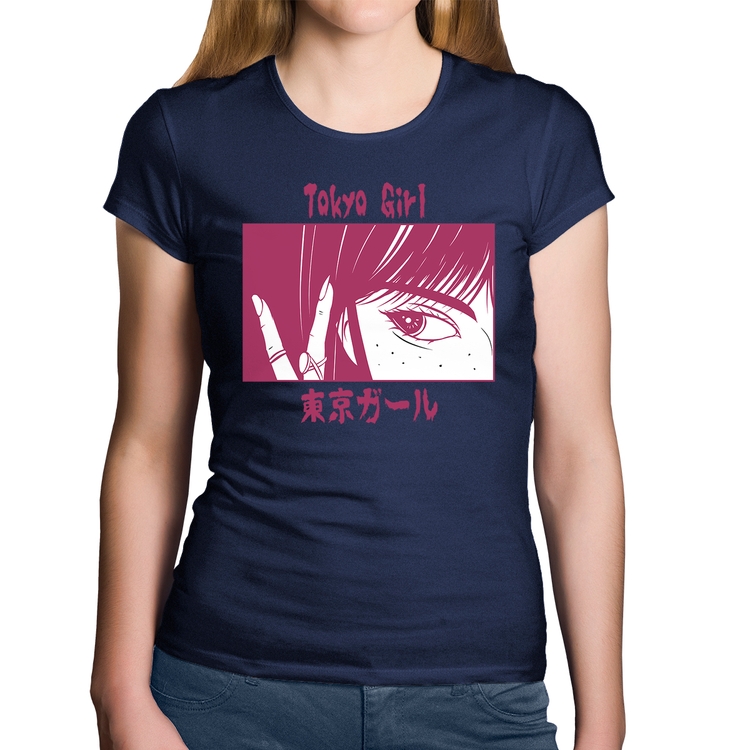 Baby Look Algodão Tokio Girl - Marinho