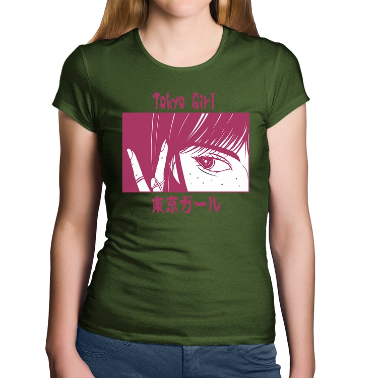 Baby Look Algodão Tokio Girl - Musgo