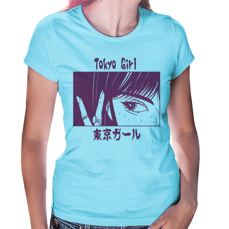 Baby Look Tokio Girl - Azul Bebê