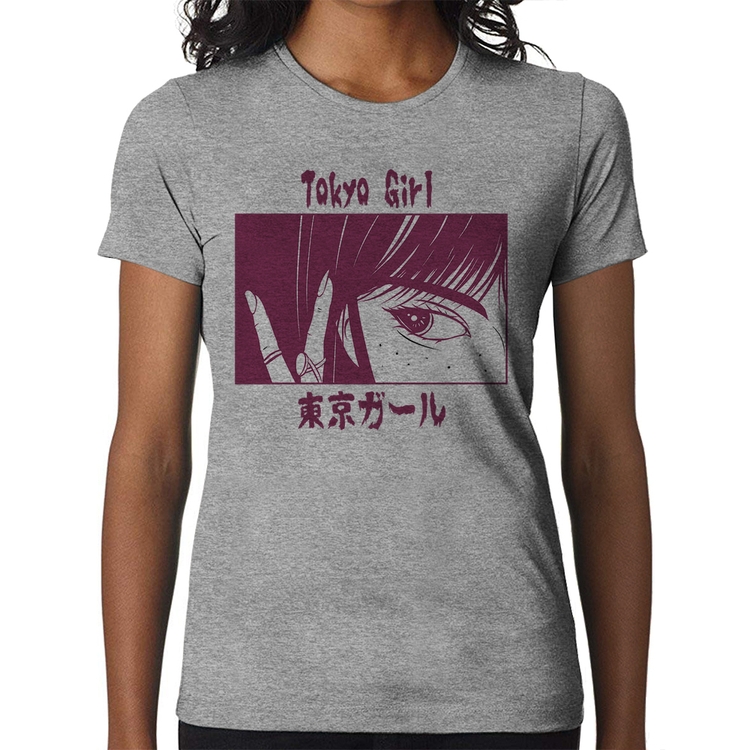 Baby Look Tokio Girl - Cinza