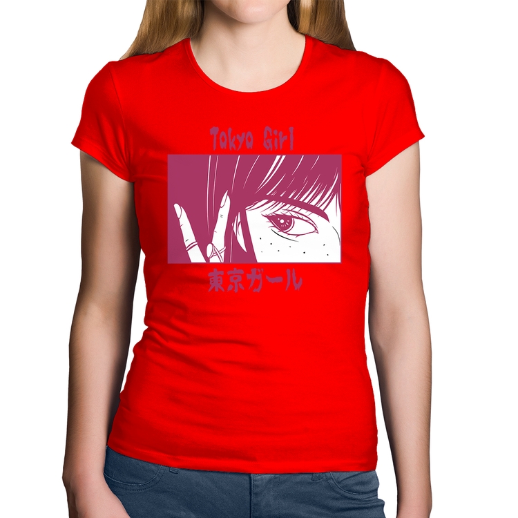 Baby Look Algodão Tokio Girl - Vermelha