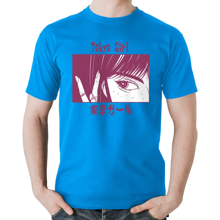 Camiseta Algodão Tokio Girl - Azul