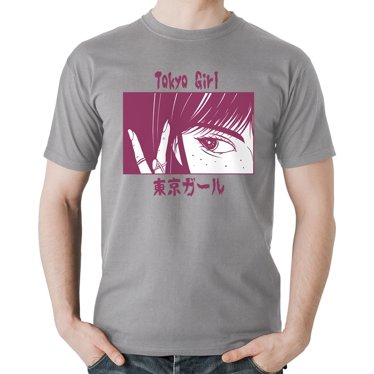 Camiseta Algodão Tokio Girl - Cinza