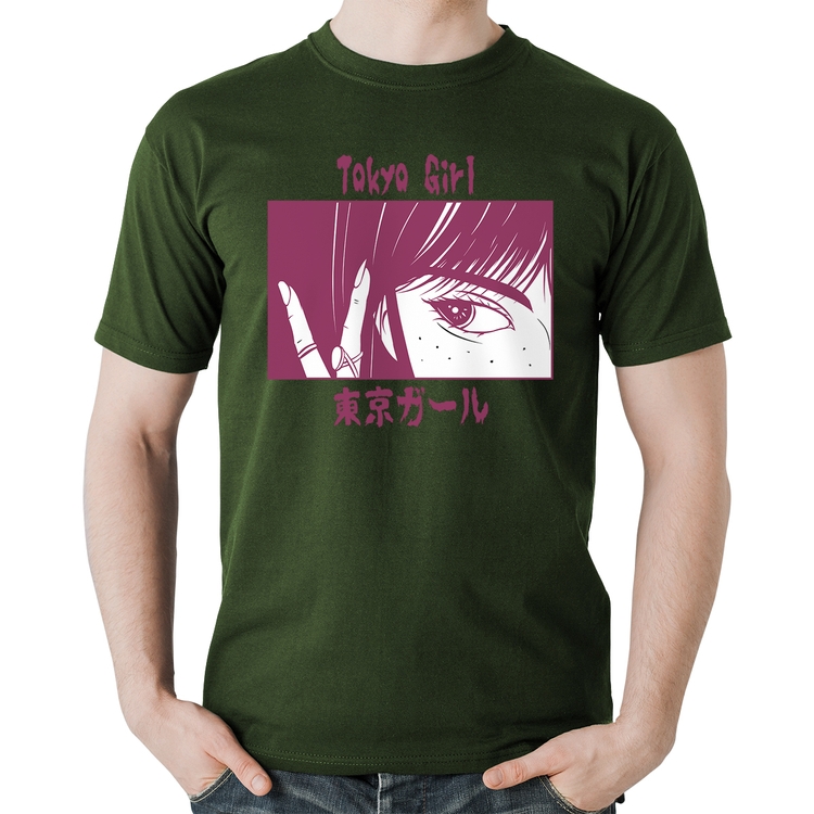 Camiseta Algodão Tokio Girl - Musgo