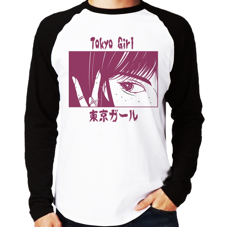 Camiseta Raglan Tokio Girl Manga Longa