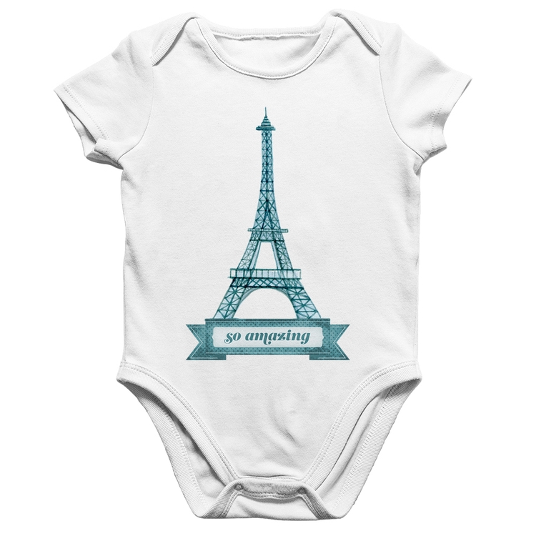 Body Bebê Algodão Torre Eiffel Amazing - Branco