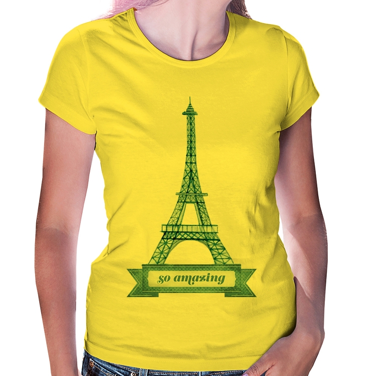 Baby Look Torre Eiffel Amazing - Amarela