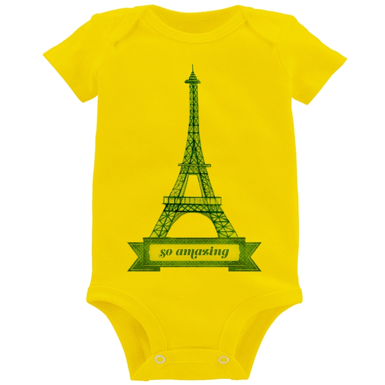 Body Bebê Torre Eiffel Amazing - Amarelo