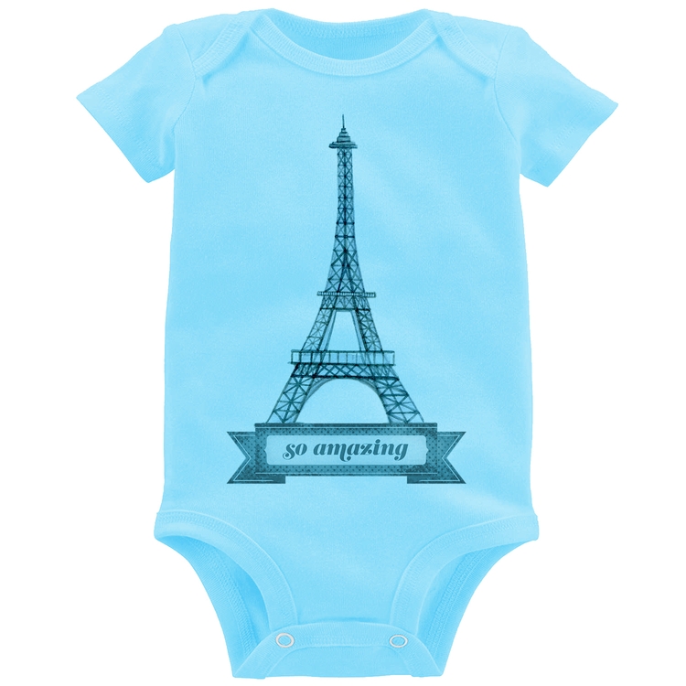 Body Bebê Torre Eiffel Amazing - Azul Bebê