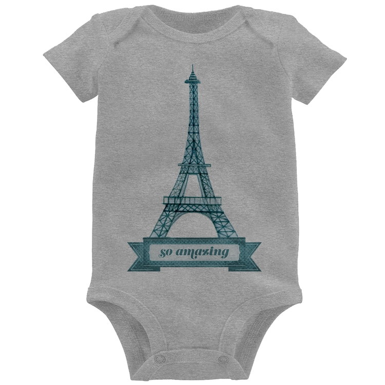 Body Bebê Torre Eiffel Amazing - Cinza