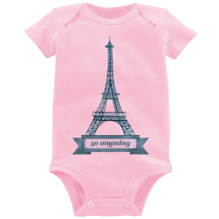 Body Bebê Torre Eiffel Amazing - Rosa Bebê