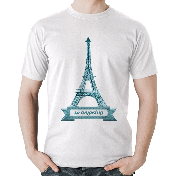 Camiseta Algodão Torre Eiffel Amazing - Branca