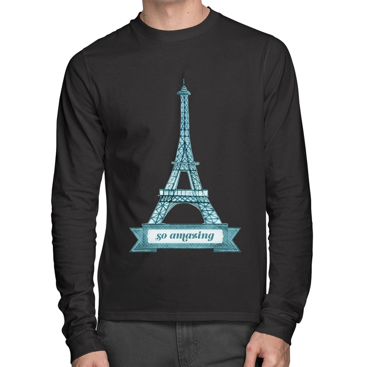 Camiseta Algodão Torre Eiffel Amazing Manga Longa