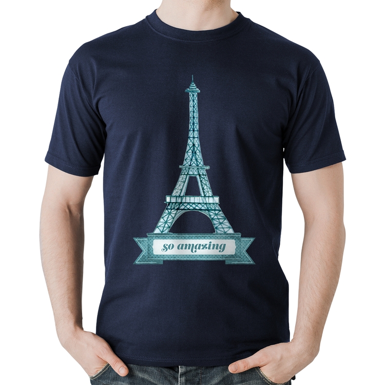 Camiseta Algodão Torre Eiffel Amazing - Marinho