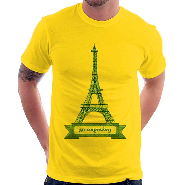 Camiseta Torre Eiffel Amazing - Amarela
