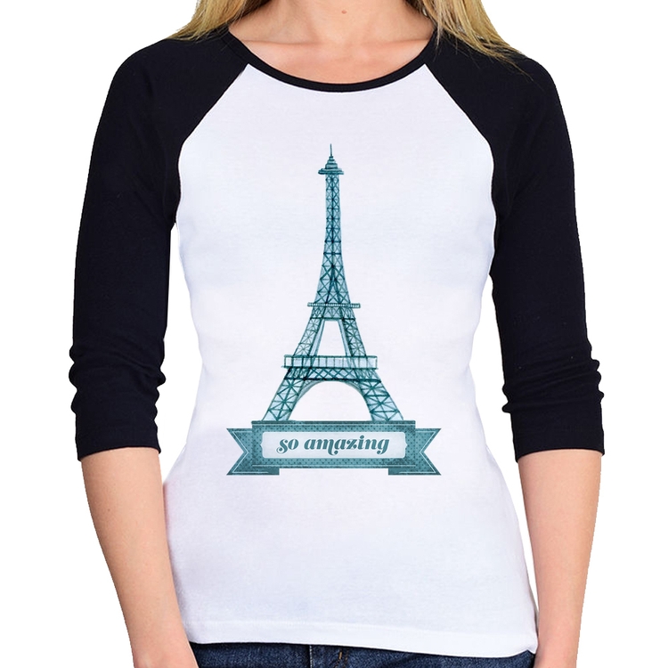 Baby Look Raglan Torre Eiffel Amazing Manga 3/4