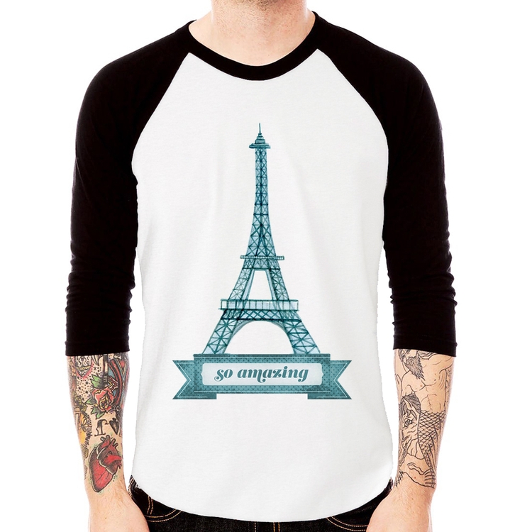 Camiseta Raglan Torre Eiffel Amazing Manga 3/4