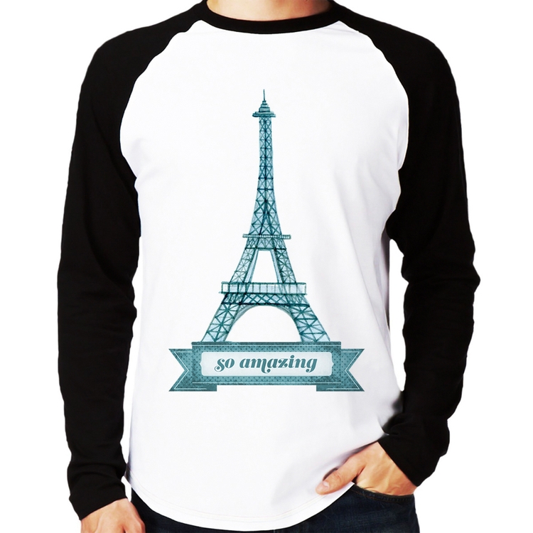 Camiseta Raglan Torre Eiffel Amazing Manga Longa