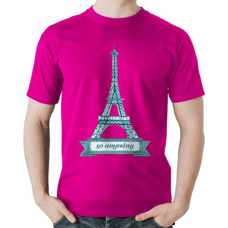 Camiseta Algodão Torre Eiffel Amazing - Rosa