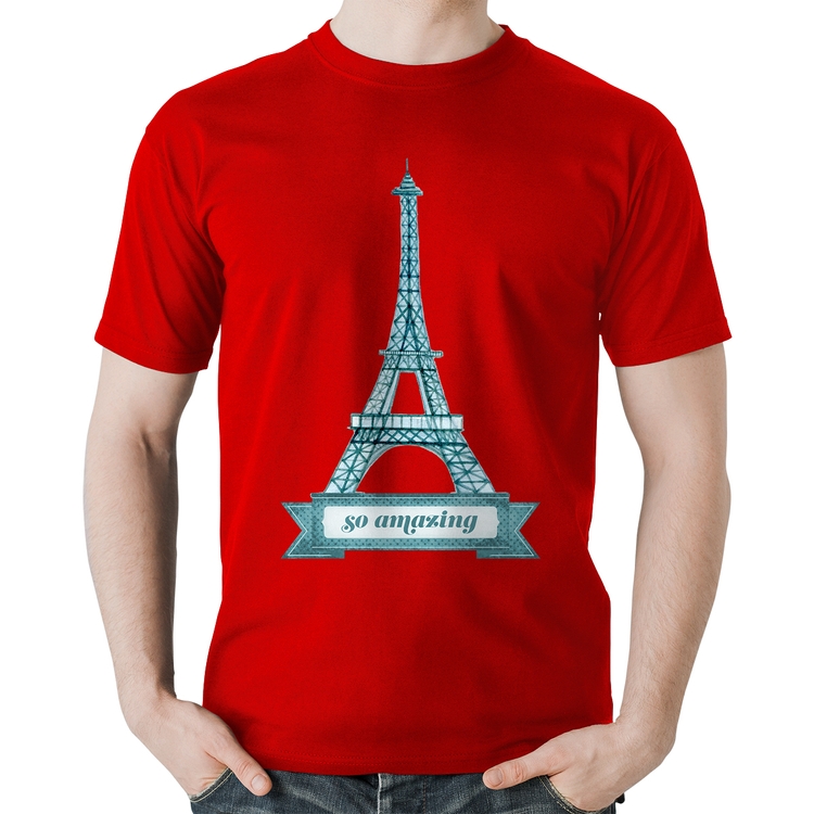 Camiseta Algodão Torre Eiffel Amazing - Vermelha