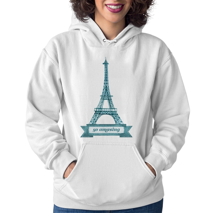 Moletom Feminino Torre Eiffel Amazing - Branco
