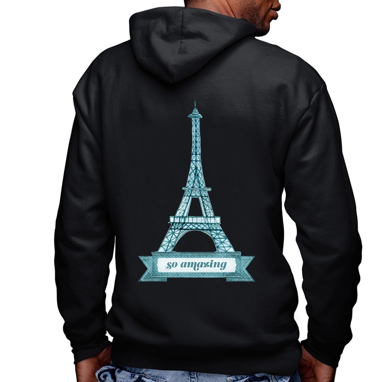 Blusa Moletom Torre Eiffel Amazing Masculina com Capuz e Zíper