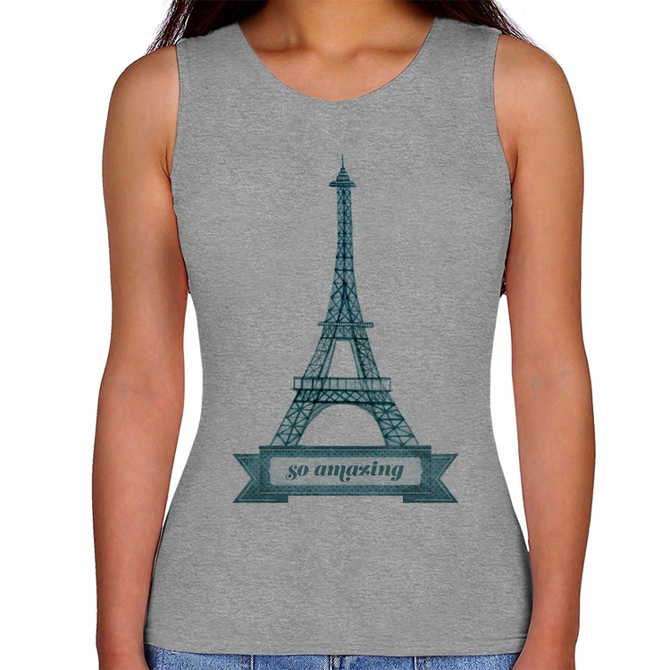 Regata Feminina Torre Eiffel Amazing - Cinza