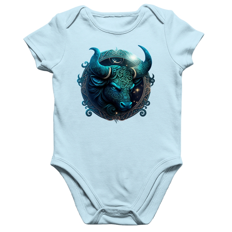 Body Bebê Algodão Touro Sígno - Azul Bebê