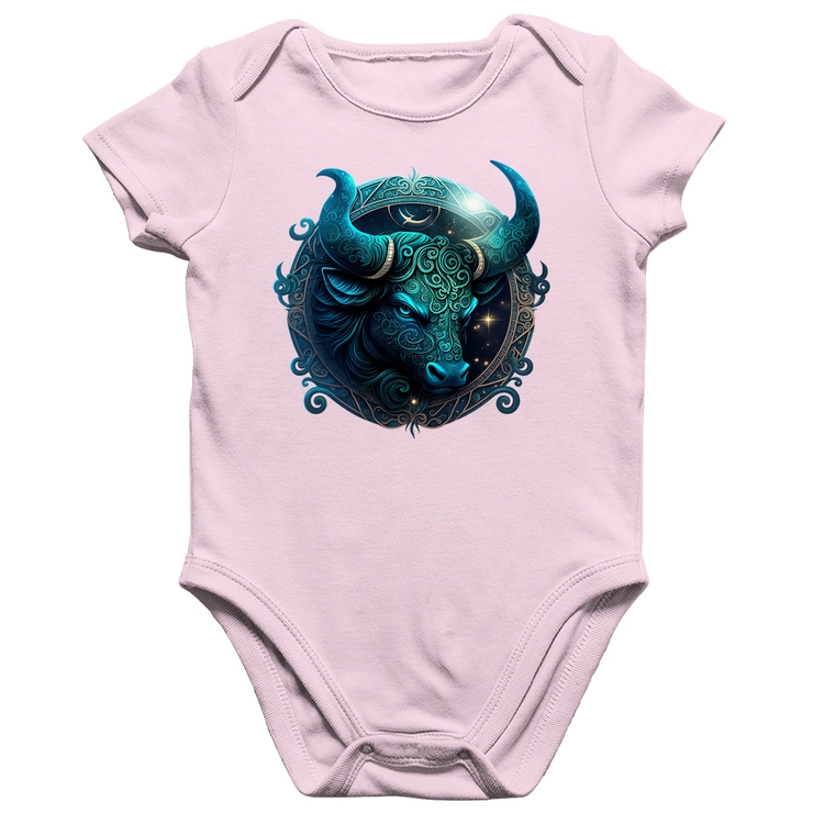 Body Bebê Algodão Touro Sígno - Rosa Bebê