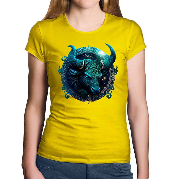 Baby Look Algodão Touro Sígno - Amarela