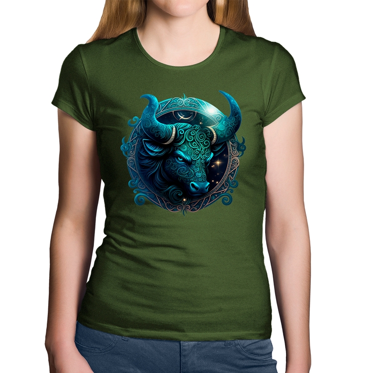 Baby Look Algodão Touro Sígno - Musgo