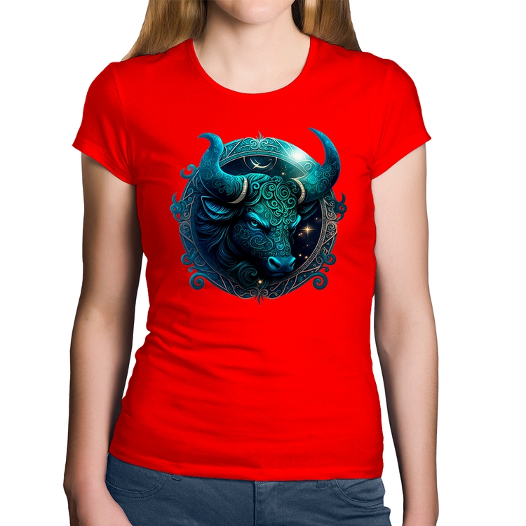 Baby Look Algodão Touro Sígno - Vermelha