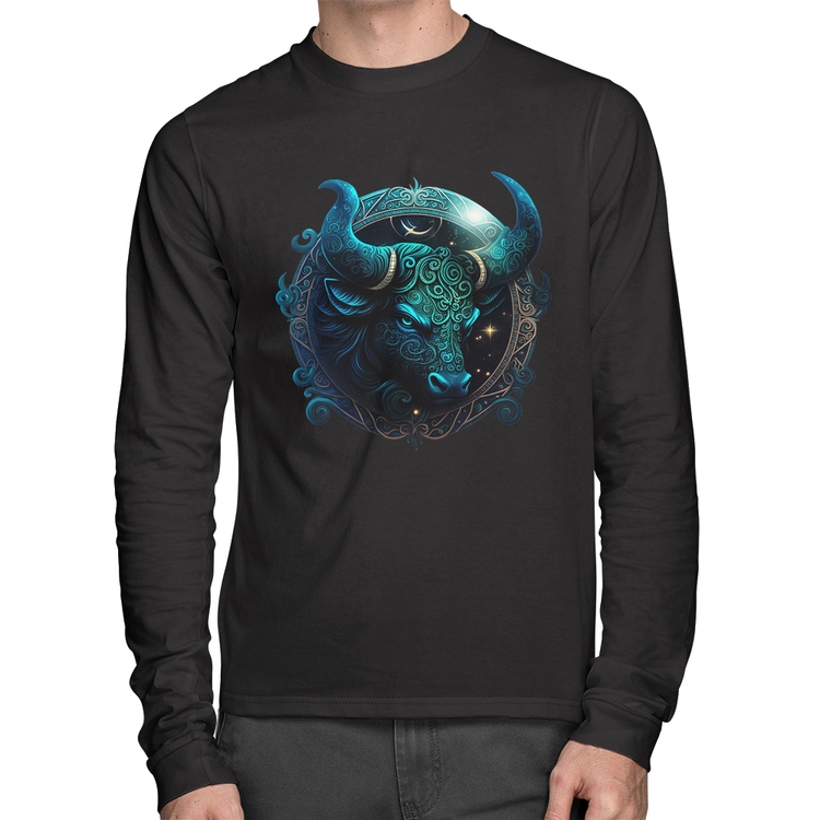Camiseta Algodão Touro Sígno Manga Longa