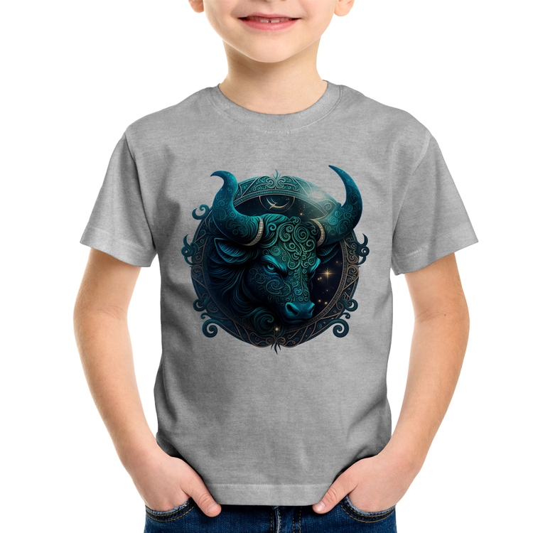 Camiseta Infantil Touro Sígno - Cinza
