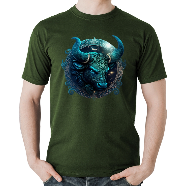 Camiseta Algodão Touro Sígno - Musgo